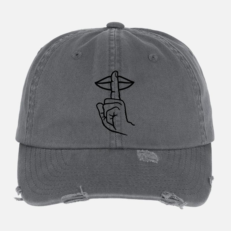 Hand mit Fingerstille, Handgeste Flexfit Vintage Destroyed Cap