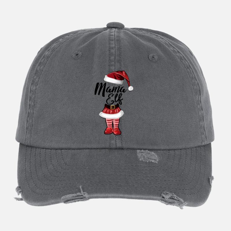 Mama Elf – Funny Christmas Design - Flexfit Vintage Destroyed Cap - dark grey