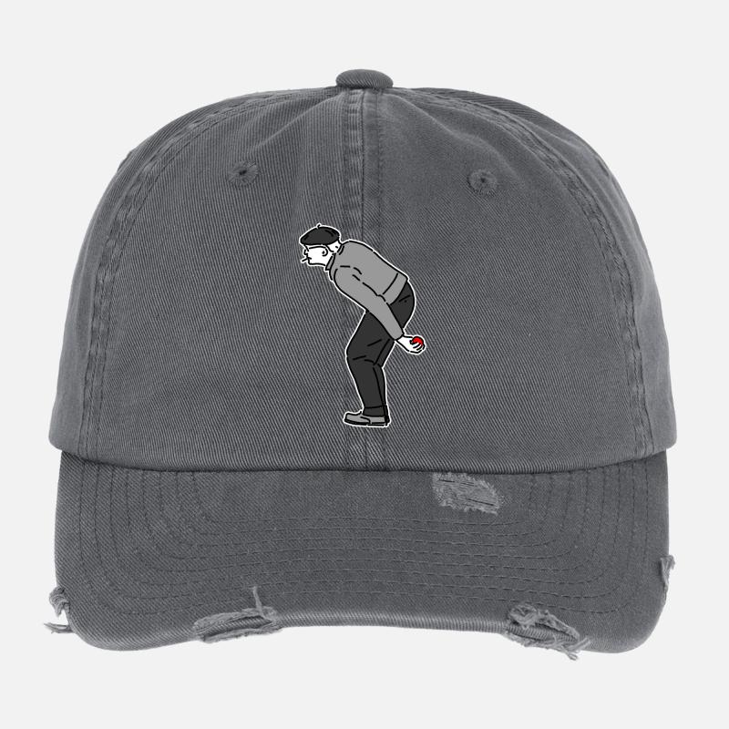 Petanque Player Left-Handed Flexfit Vintage Destroyed Cap