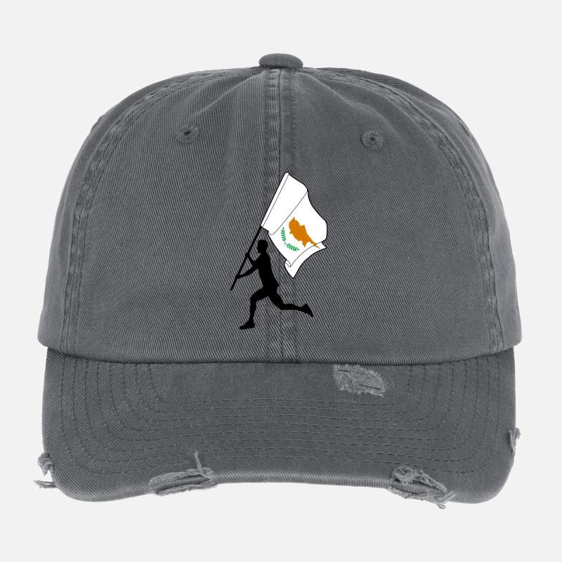Zypern Flagge Mann läuft Flexfit Vintage Destroyed Cap