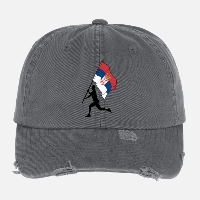 Flagge Serbien Mann läuft Flexfit Vintage Destroyed Cap