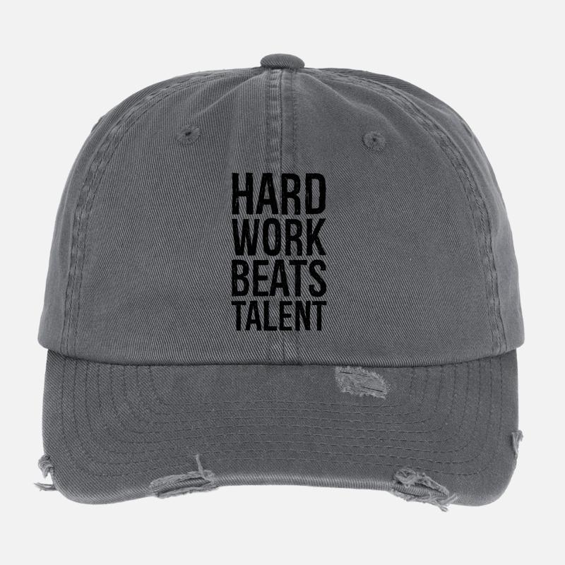 hard work beats talent Flexfit Vintage Destroyed Cap
