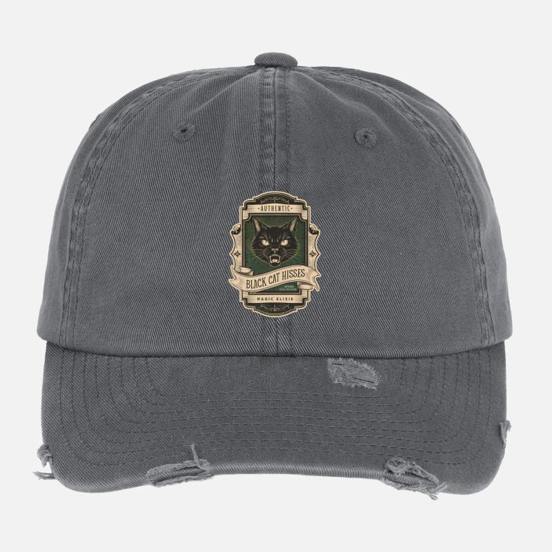 Retro Label Shirt 2. / Black Cat Flexfit Vintage Destroyed Cap