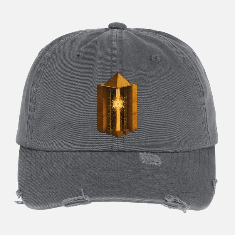 Pyramide von Chephren | Heilige Energiereaktor-Kunst - Flexfit Vintage Destroyed Cap - Dunkelgrau