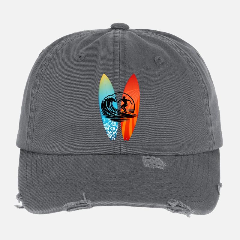 Surfer Surfboard Flexfit Vintage Destroyed Cap