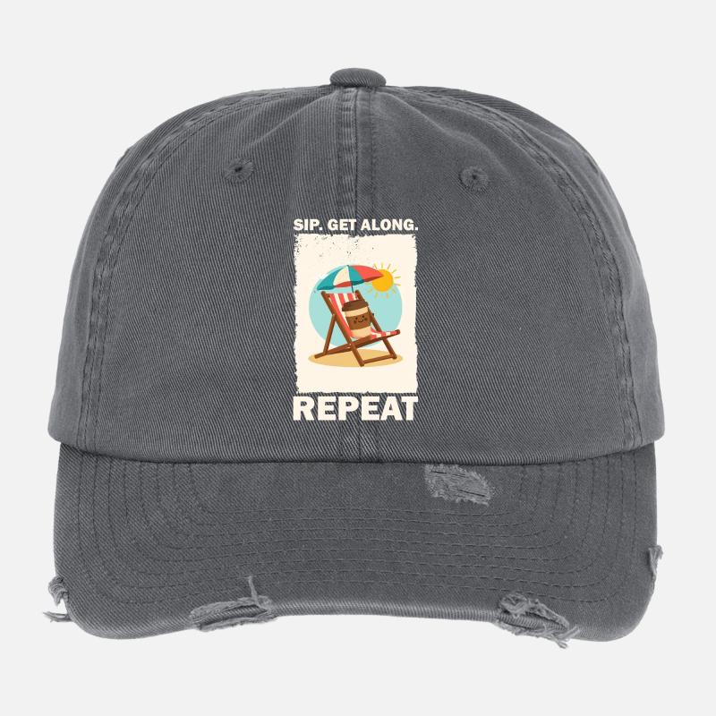 Sonniger Strandkaffee Trinkdesign Flexfit Vintage Destroyed Cap