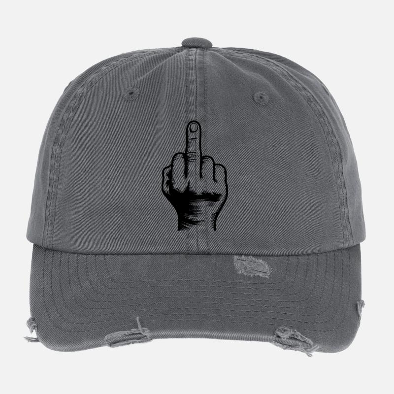 Middle finger - Flexfit Vintage Destroyed Cap - dark grey
