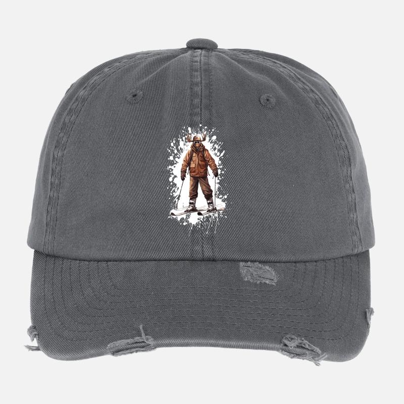 Moose Ski Skiing Casquette vintage effet usé Flexfit