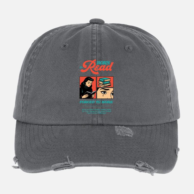 Né pour lire Forcé de travailler Casquette vintage effet usé Flexfit