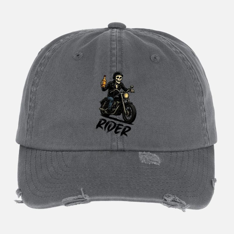 Skelettbiker mit Flasche Flexfit Vintage Destroyed Cap