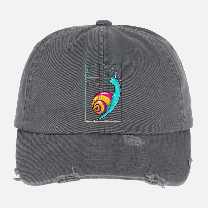 Fibonacci Spiral Snail Flexfit Vintage Destroyed Cap