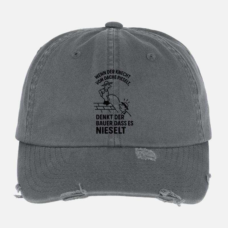 Bauer Knecht Dach Pinkeln Pieseln Witziger Spruch Flexfit Vintage Destroyed Cap