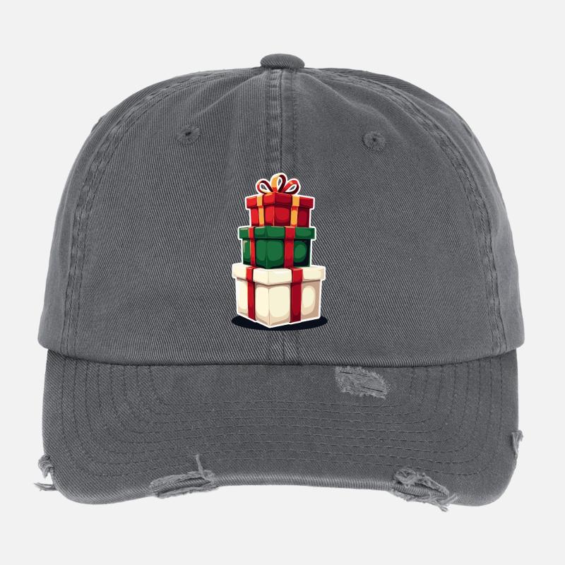 Stacked Gift Boxes Illustration Flexfit Vintage Destroyed Cap