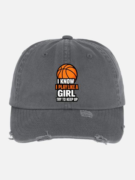 I Know I Play Like A Girl Basketball - Flexfit Vintage Destroyed Cap - dark grey - Front