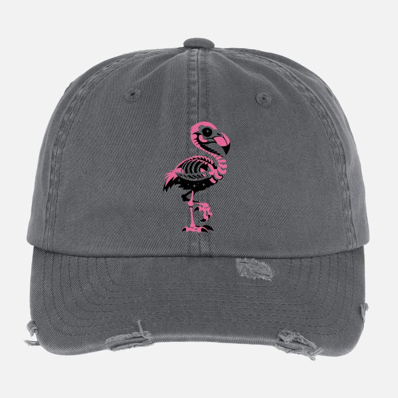 Flamingo Skeleton Pink Gothic Casquette vintage effet usé Flexfit