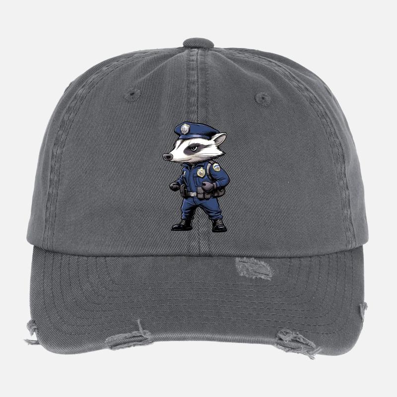 Police du blaireau Casquette vintage effet usé Flexfit