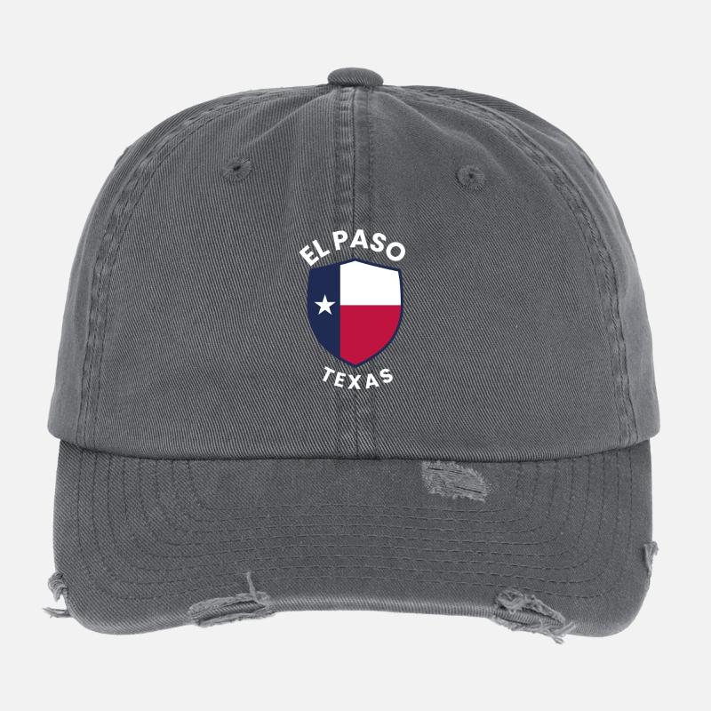 El Paso Texas Shield Flag Flexfit Vintage Destroyed Cap