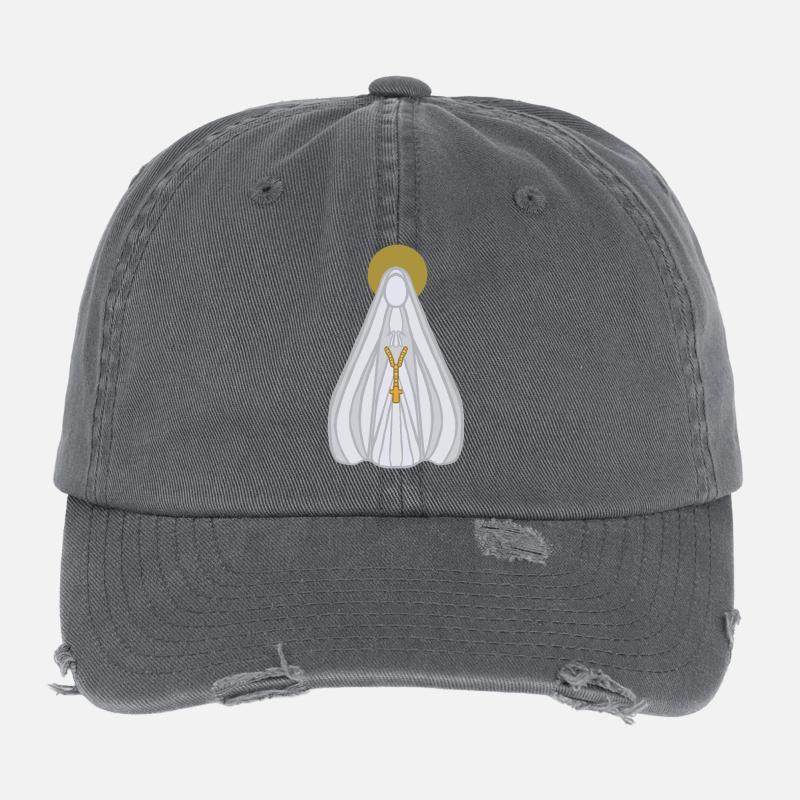Virgin Mary Rosary Veil Flexfit Vintage Destroyed Cap
