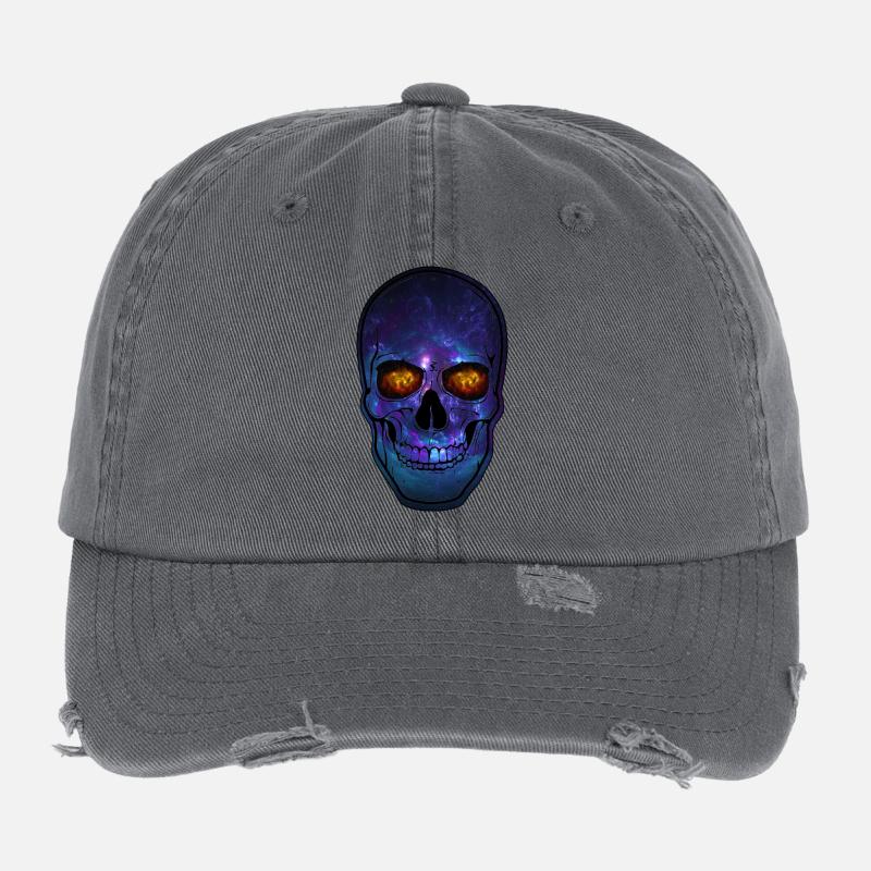 Galaxy Skull Neon Casquette vintage effet usé Flexfit
