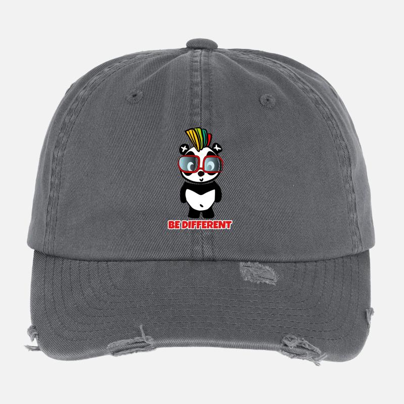 Be Different - Crazy Pandabear Flexfit Vintage Destroyed Cap