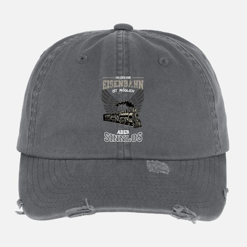 Eisenbahn Leben sinnlos - Geschenk Flexfit Vintage Destroyed Cap