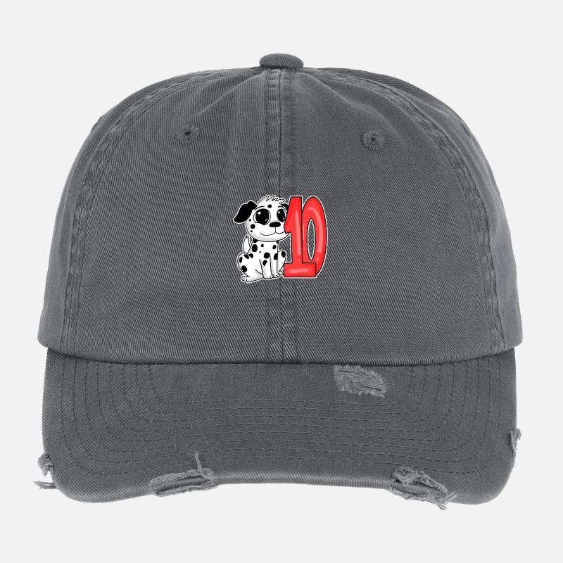 10 ans - Dalmatien - 10ème naissance Casquette vintage effet usé Flexfit