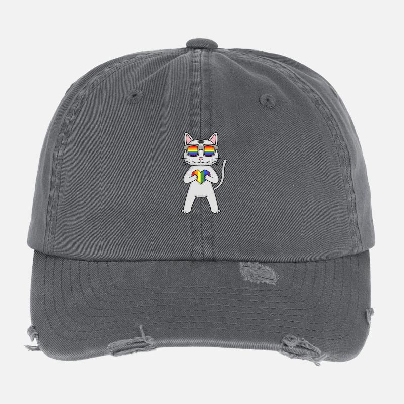 Chat LGBT Devon Rex Rainbow Casquette vintage effet usé Flexfit