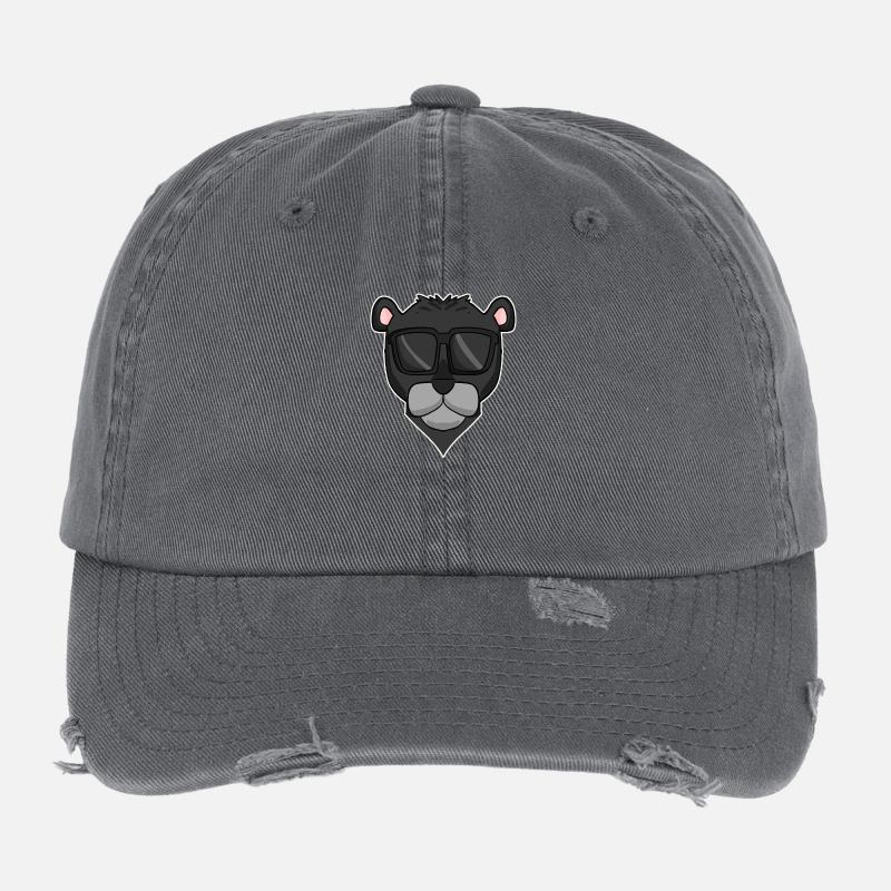 Black panther with sunglasses Flexfit Vintage Destroyed Cap