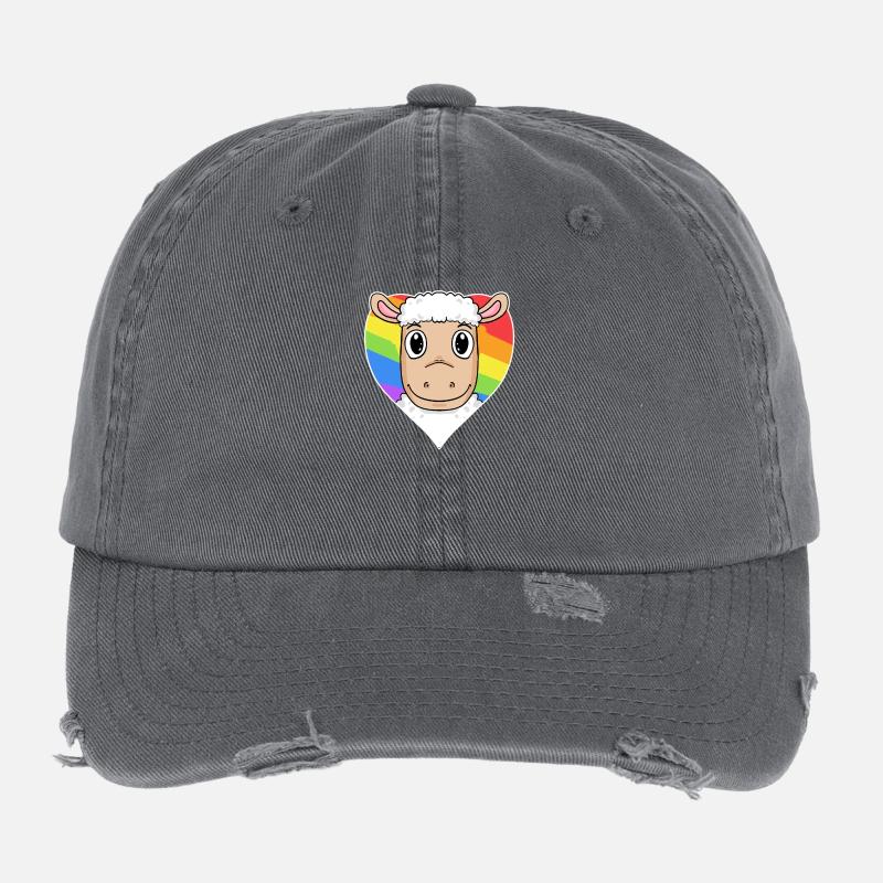 Schaf Lgbt Regenbogen Farben Flexfit Vintage Destroyed Cap