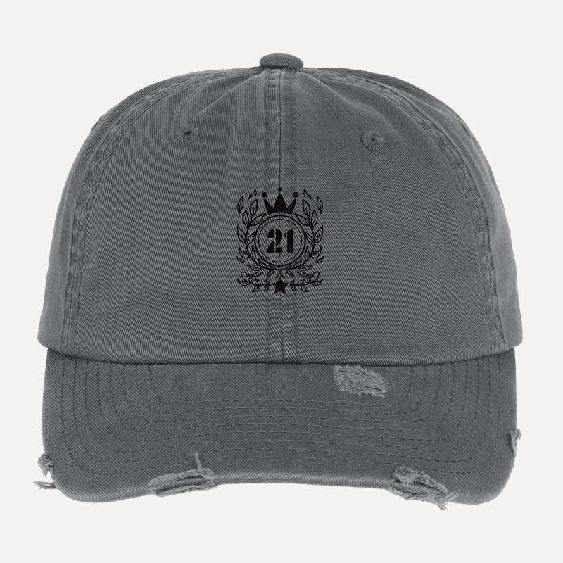 21 years old crown - 21 birthday Flexfit Vintage Destroyed Cap