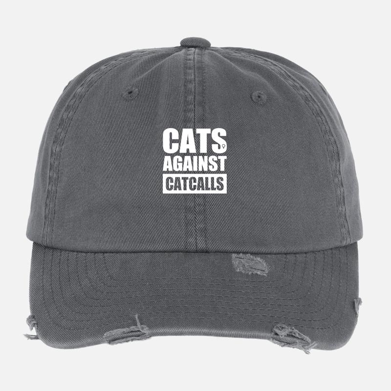 Cats Against Catcalls Cats Catcalling Feminist Flexfit Vintage Destroyed Cap