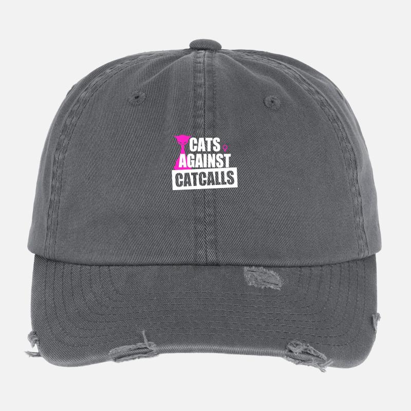 Cats Against Catcalls Cats Catcalling Feminist Flexfit Vintage Destroyed Cap