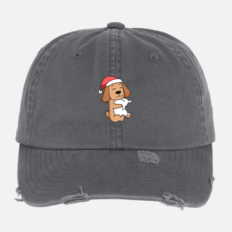 Deutsch Cocker Spaniel Chien Noël Sommeil Casquette vintage effet usé Flexfit