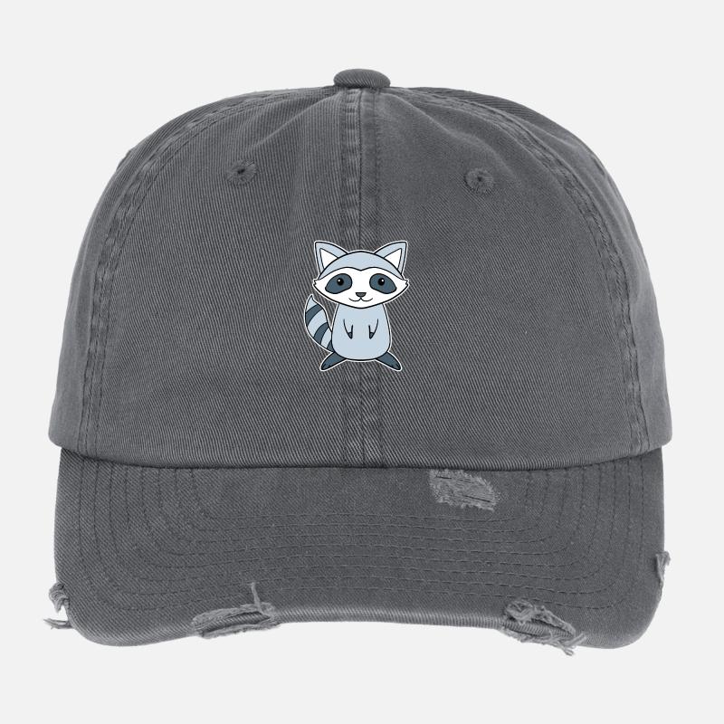 Raton laveur - Casquette vintage effet usé Flexfit - charbon