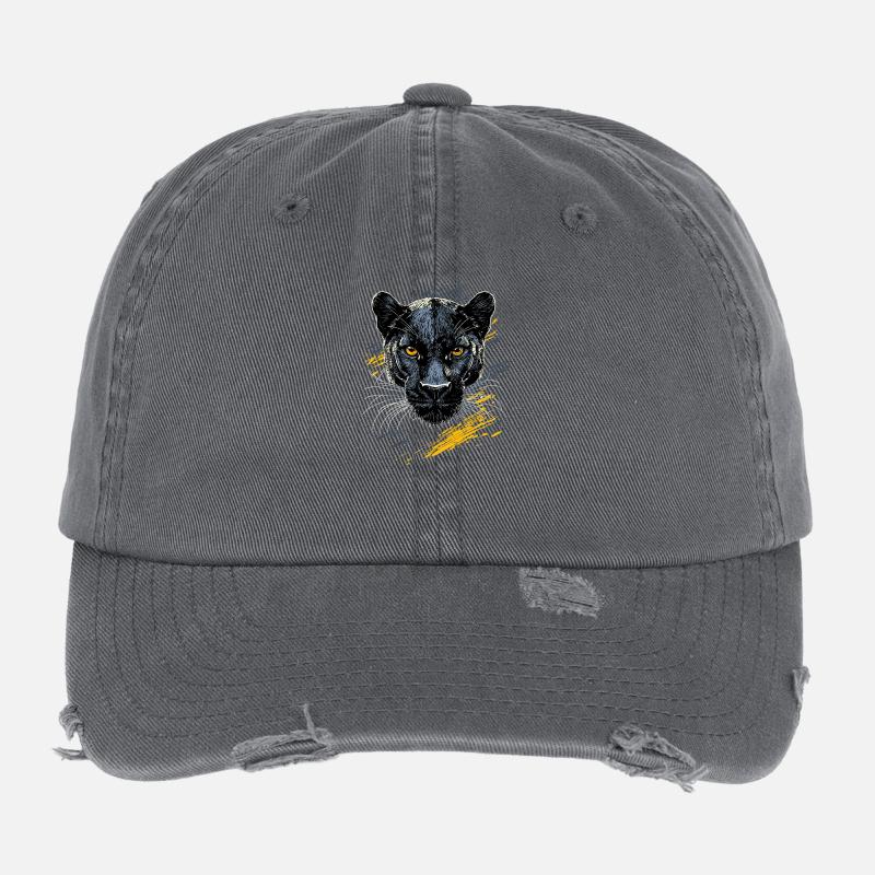 Panther Leopard Raubkatze Süße Großkatze Panter Flexfit Vintage Destroyed Cap