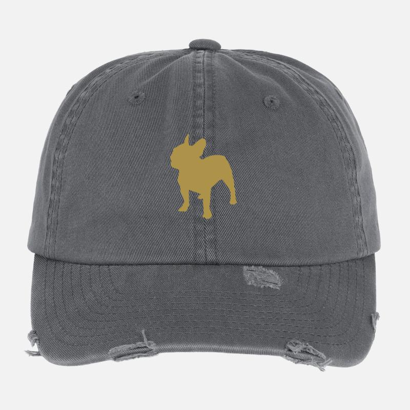 Bulldog Silhouette - Flexfit Vintage Destroyed Cap - Dunkelgrau