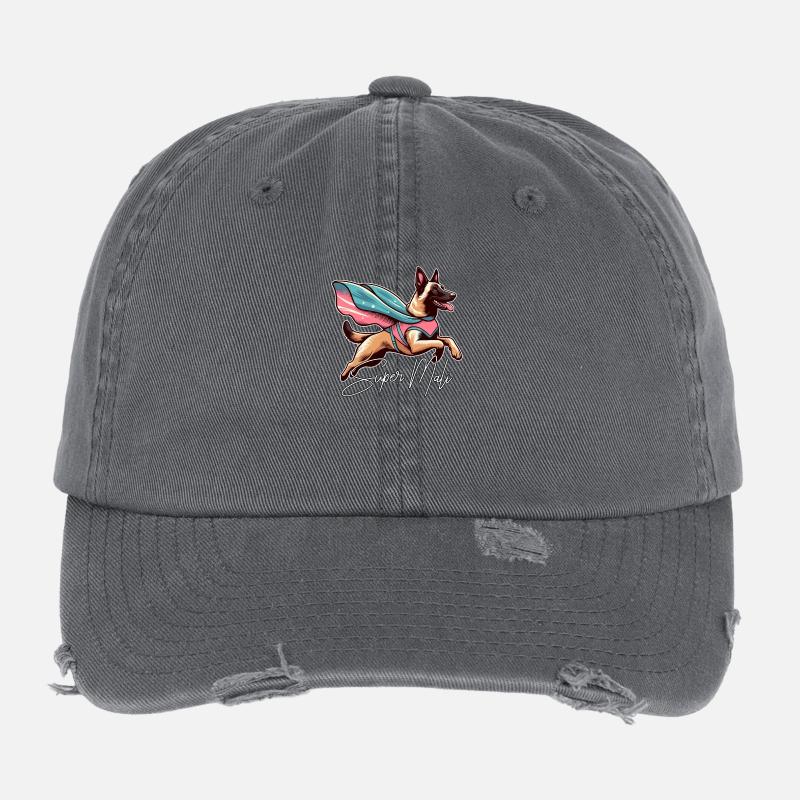 Super Hund Belgischer Schäferhund Cape Geschenk Flexfit Vintage Destroyed Cap