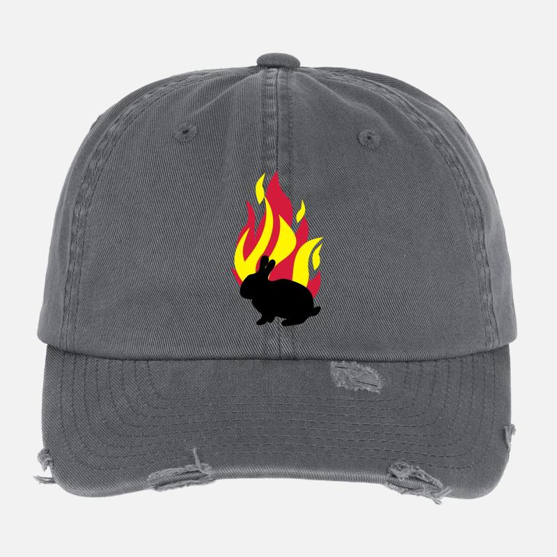 Lapin avec le feu Casquette vintage effet usé Flexfit