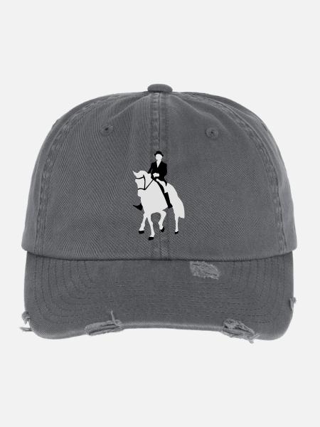 Dressage, cavalier de dressage, Horse - Casquette vintage effet usé Flexfit - charbon - Devant