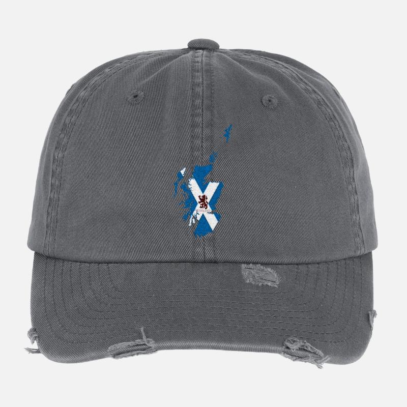 Scotland Map with Lion Rampant Flexfit Vintage Destroyed Cap