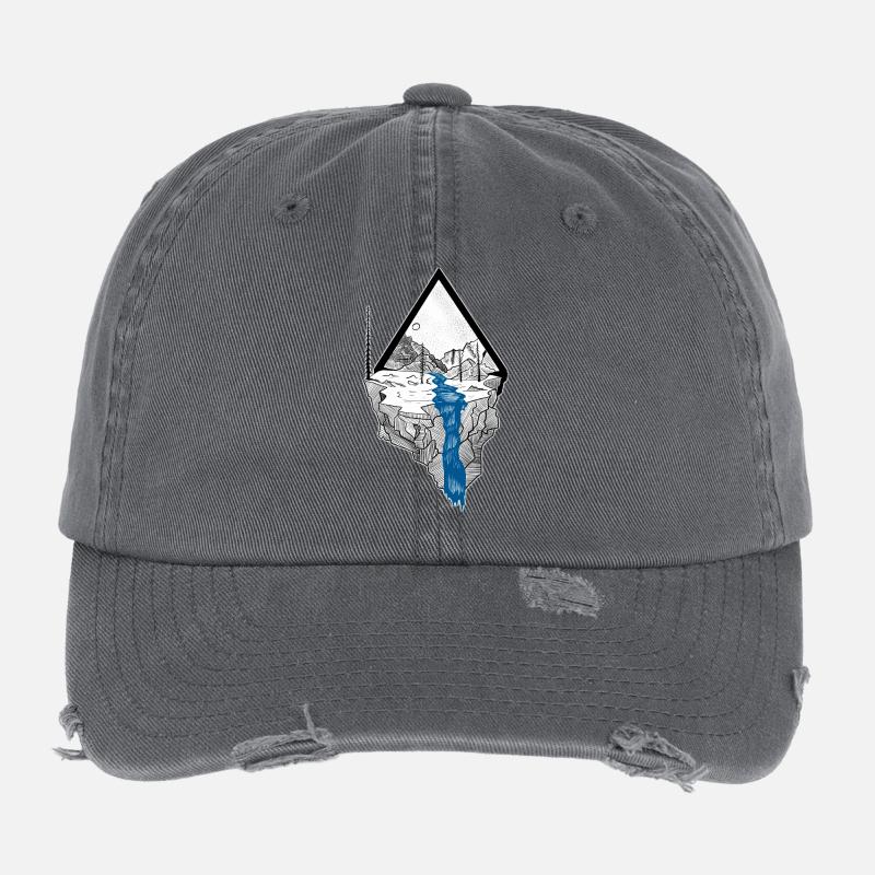 paysage avec montagnes Casquette vintage effet usé Flexfit