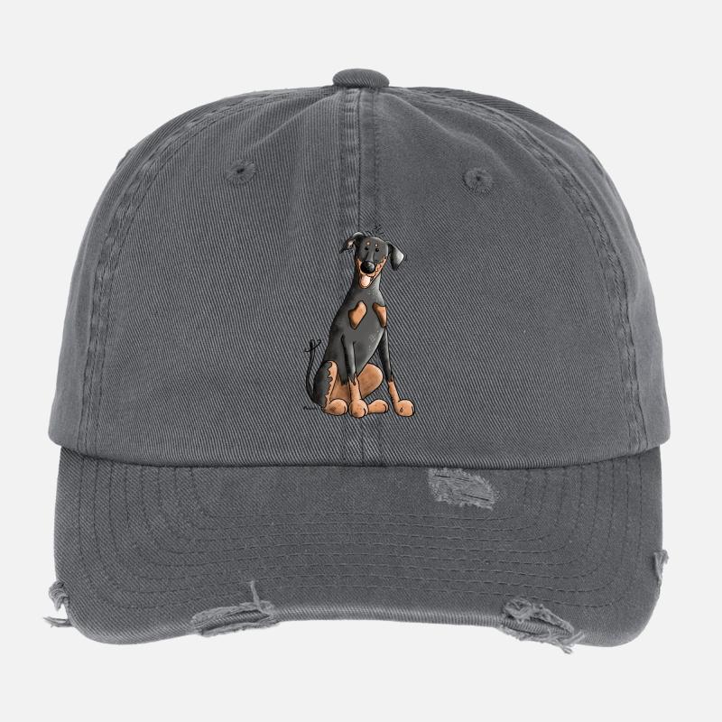 Funny Doberman Pinscher Flexfit Vintage Destroyed Cap