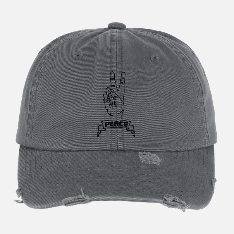 Handgesten Frieden mit Friedenstext Flexfit Vintage Destroyed Cap