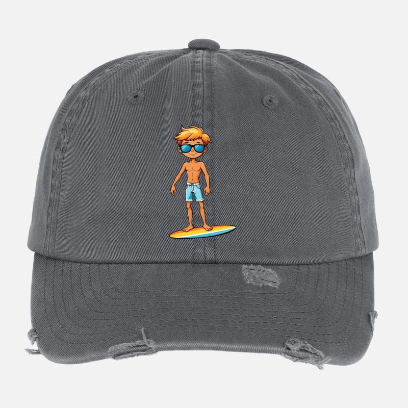 Cooler junger Surfer Dude Boy Flexfit Vintage Destroyed Cap