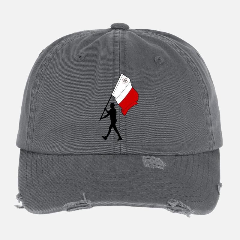 Drapeau Malte homme marchant Casquette vintage effet usé Flexfit