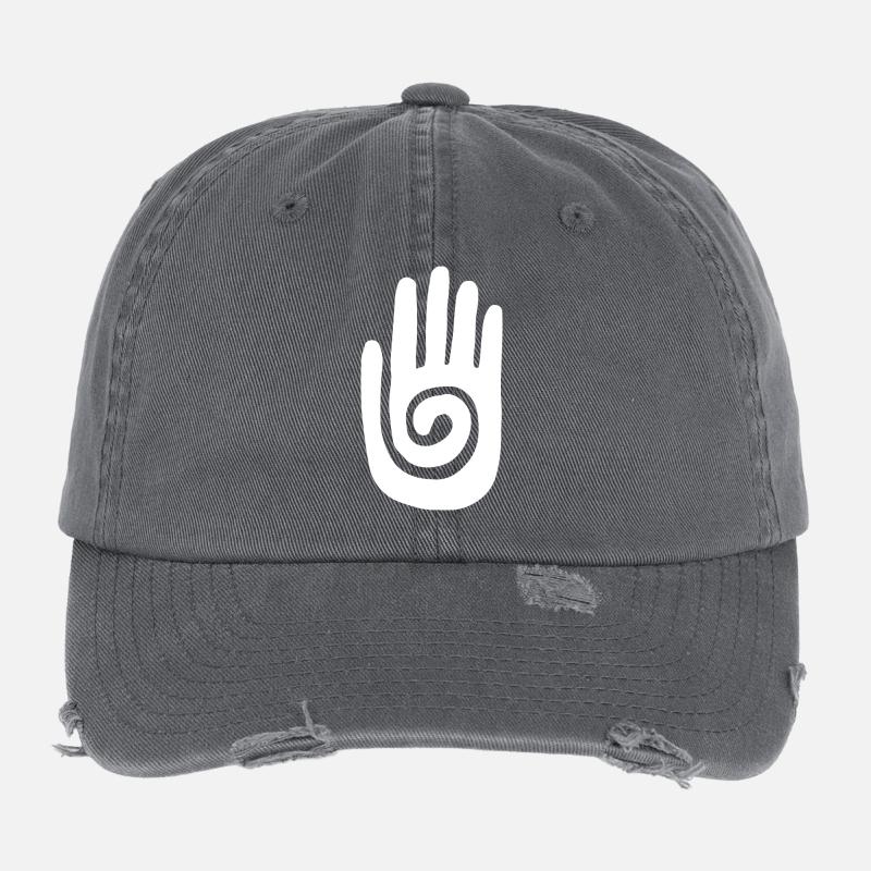 Chaman - Main de Guérison & Symbole de Protection - Blanc Casquette vintage effet usé Flexfit