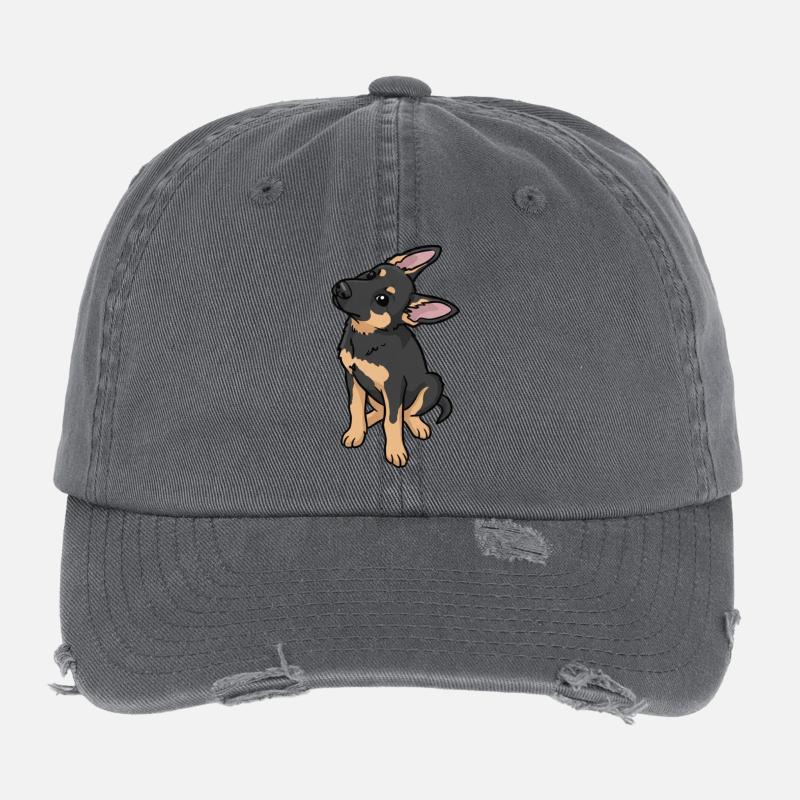 Cartoon Sheepdog Affection Flexfit Vintage Destroyed Cap