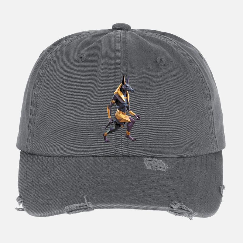 Anubis - Cooles Low Poly Logo Flexfit Vintage Destroyed Cap