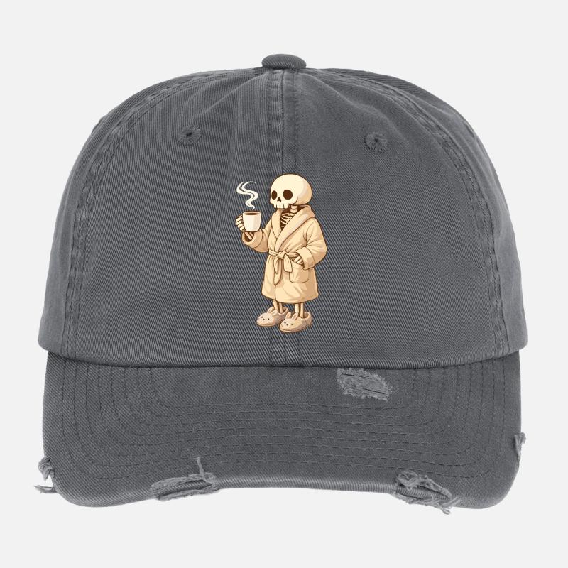 Cozy skeleton in bathrobe – time for rest Flexfit Vintage Destroyed Cap