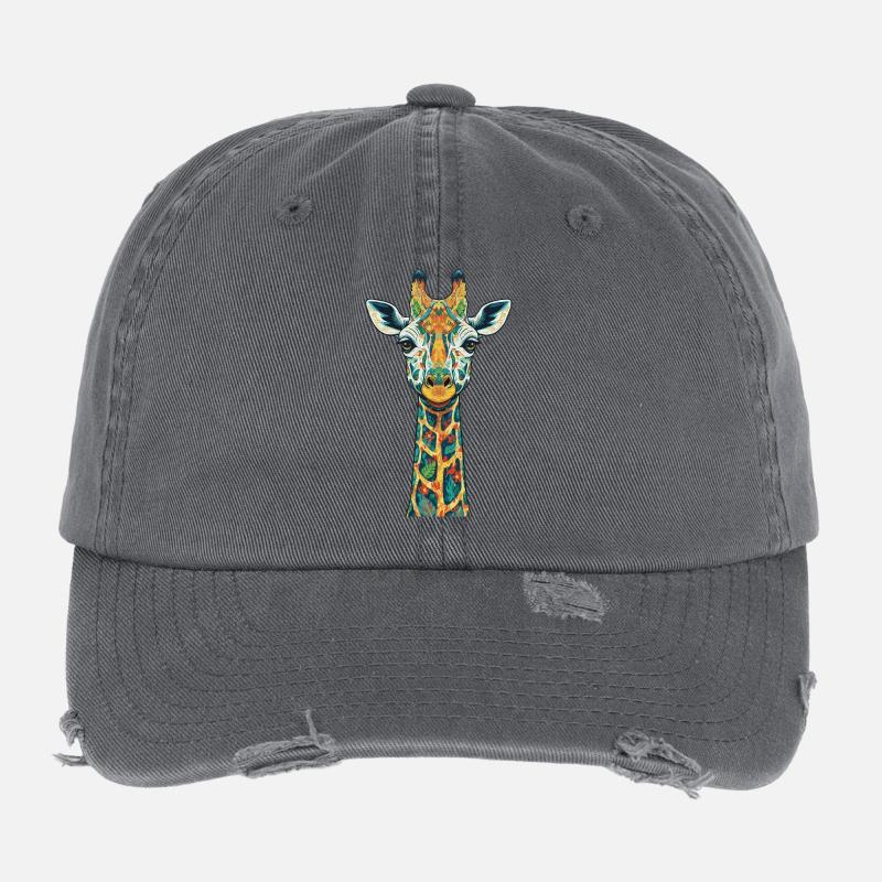 Bunte Giraffen-Kunstdrucke Flexfit Vintage Destroyed Cap